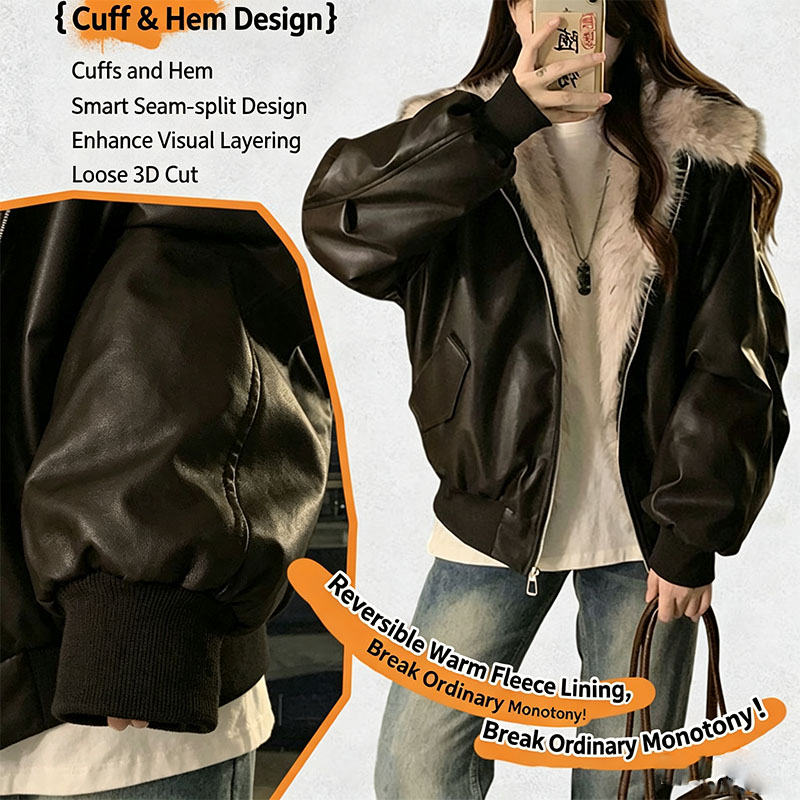 Women'S Fashion Bomber Jacket - Veste d'hiver épaisse et chaude en