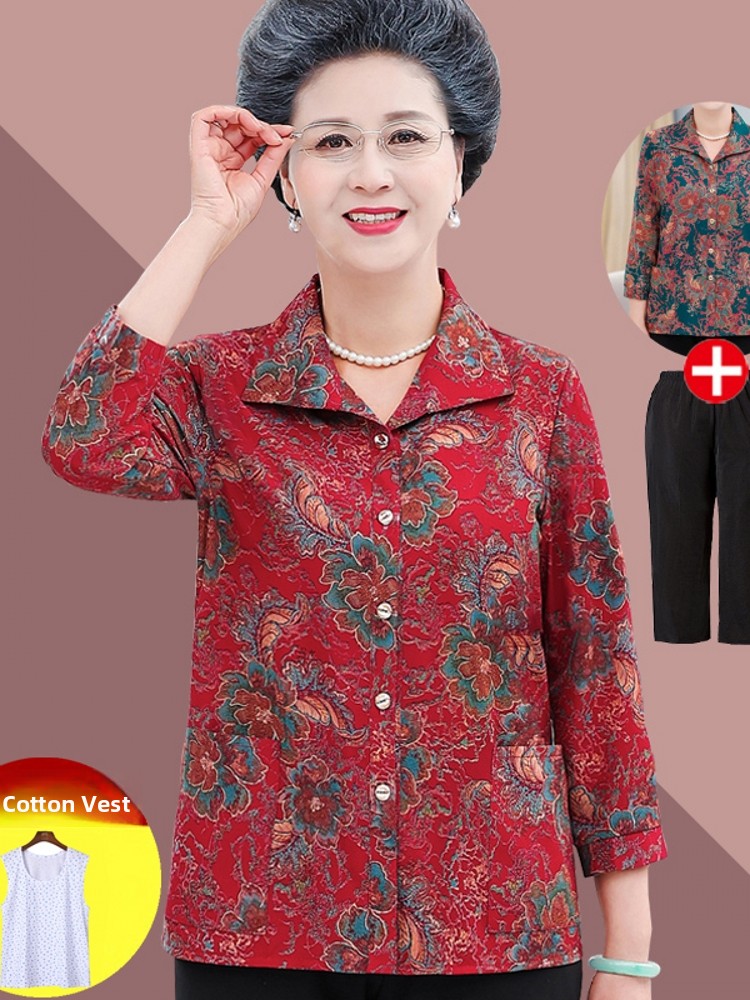 Women Fashion Over 60 - Chemise élégante à col et manches