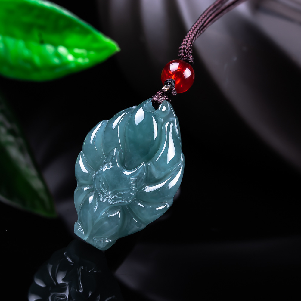 Women'S Fashion - Collier pendentif renard en jadéite birmane