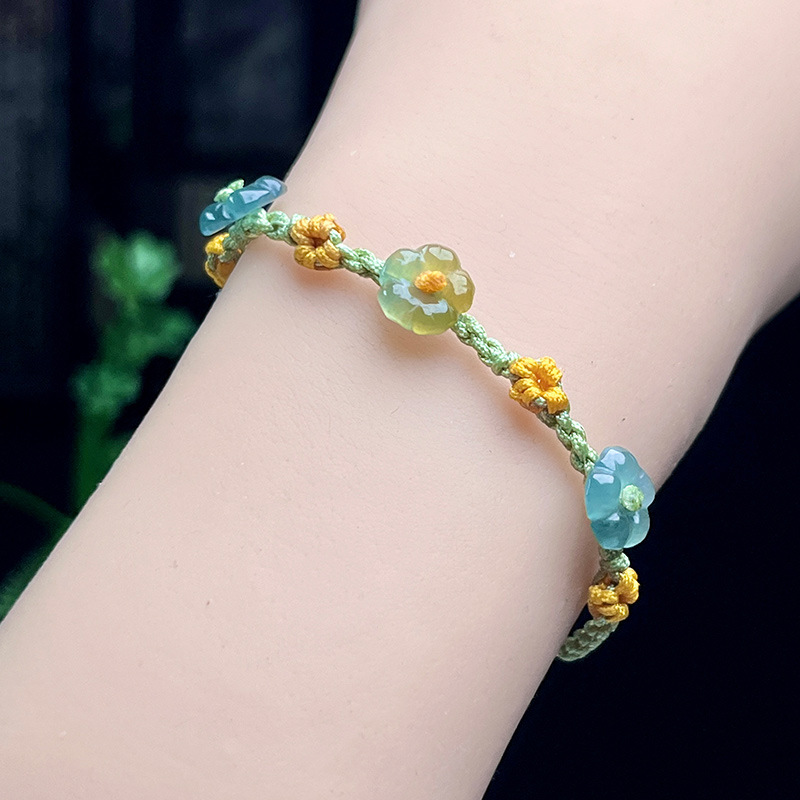 Women'S Fashion - Bracelet à fleurs en jadéite du