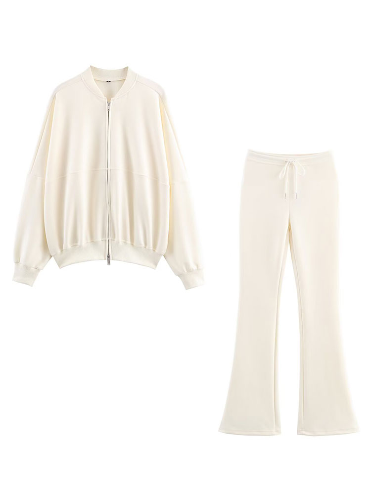 Women'S Fashion Bomber Jacket - HH femmes élégant solide pantalons évasés
