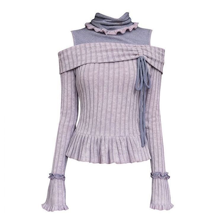 Off Shoulder Top - Haut à manches longues pour femmes,