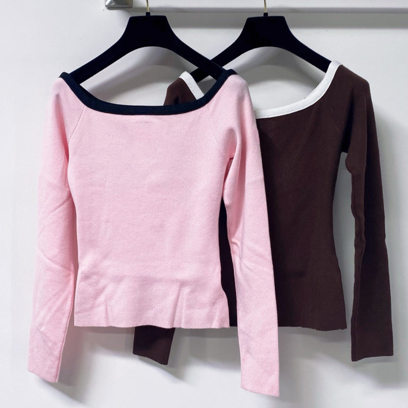 Off Shoulder Top - Haut en maille ajusté à manches
