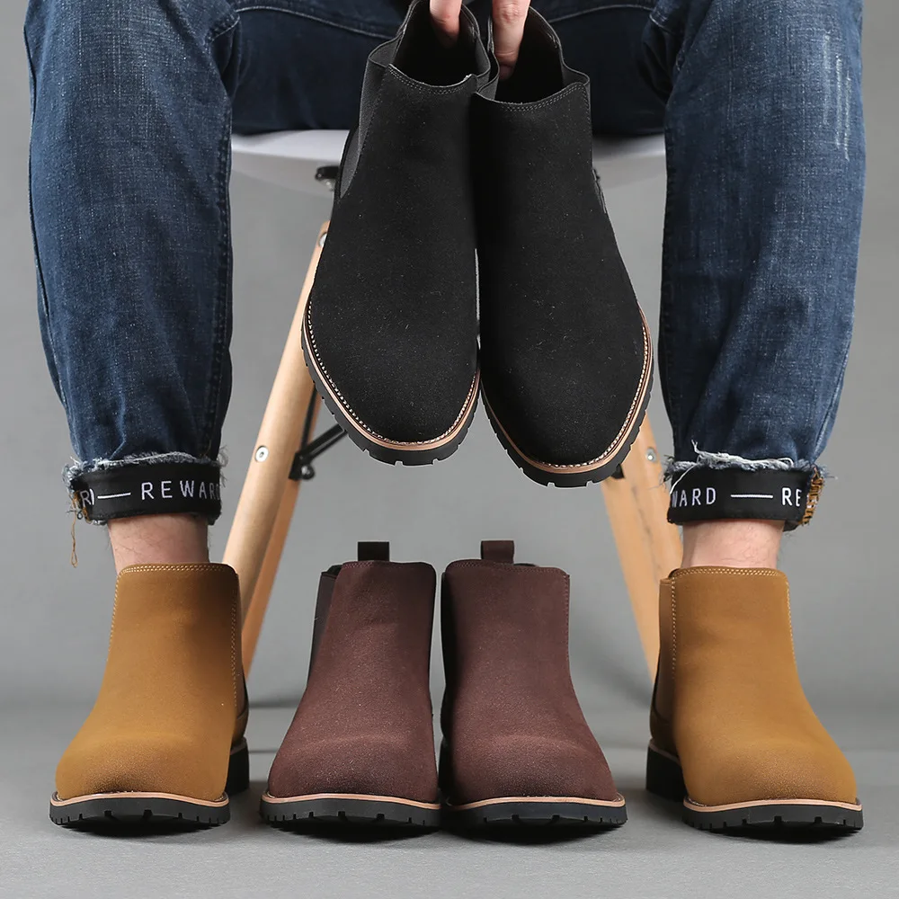 Women'S Fashion Business Casual - Hommes bottines Style britannique daim cuir