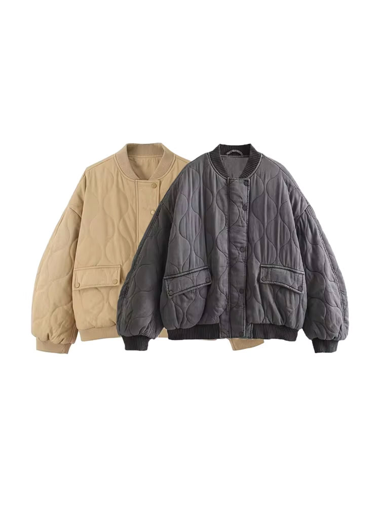Women'S Fashion Quilted Jacket - Femmes mode surdimensionné épais chaud matelassé