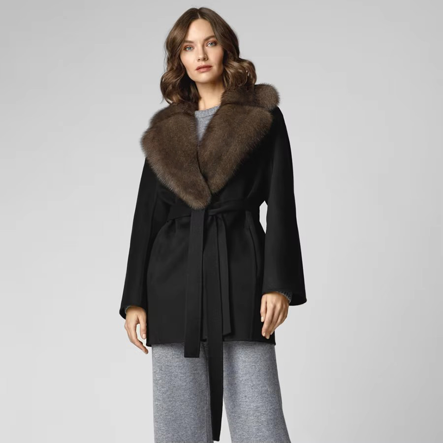 Women'S Fashion Bomber Jacket - Veste bomber courte en fourrure de