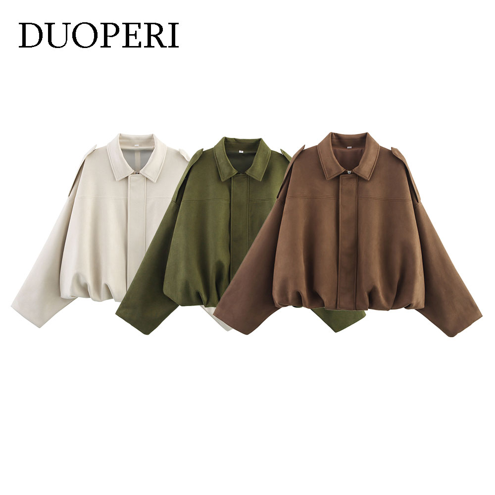 Women'S Fashion Bomber Jacket - DUOPERI femmes mode solide avant fermeture