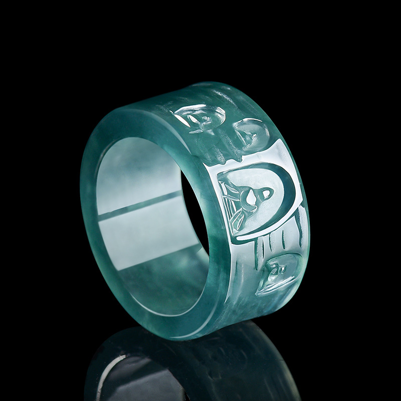 Women'S Fashion - Bague Bouddha en Jadeite Naturelle de