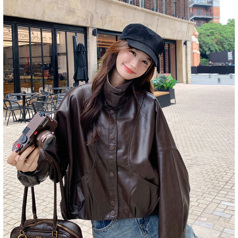 Vestes en cuir vintage pour fe - Women'S Fashion Bomber Jacket avis et prix
